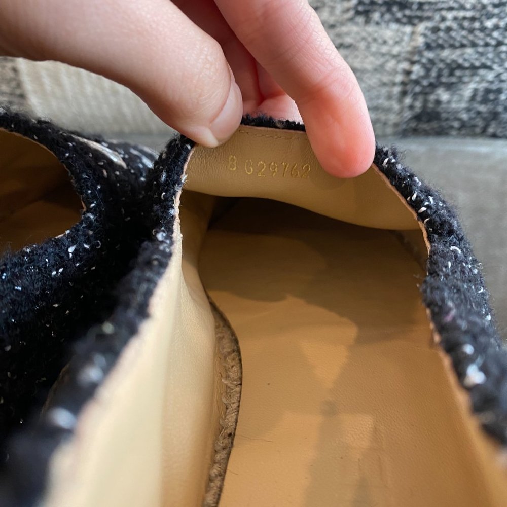 Chanel Espadrille Tweed Canvas Flats in Black & Silver (CC-0426N-0119) - Picture 8 of 13